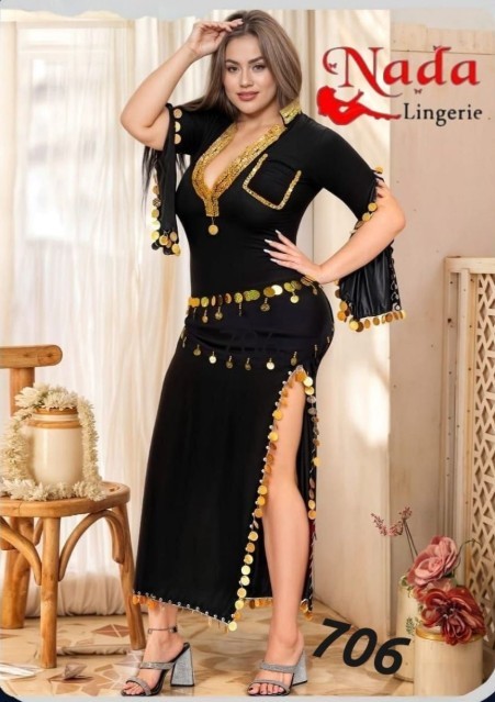 جلابية رقص شرقى ملاليم بالحزام 706